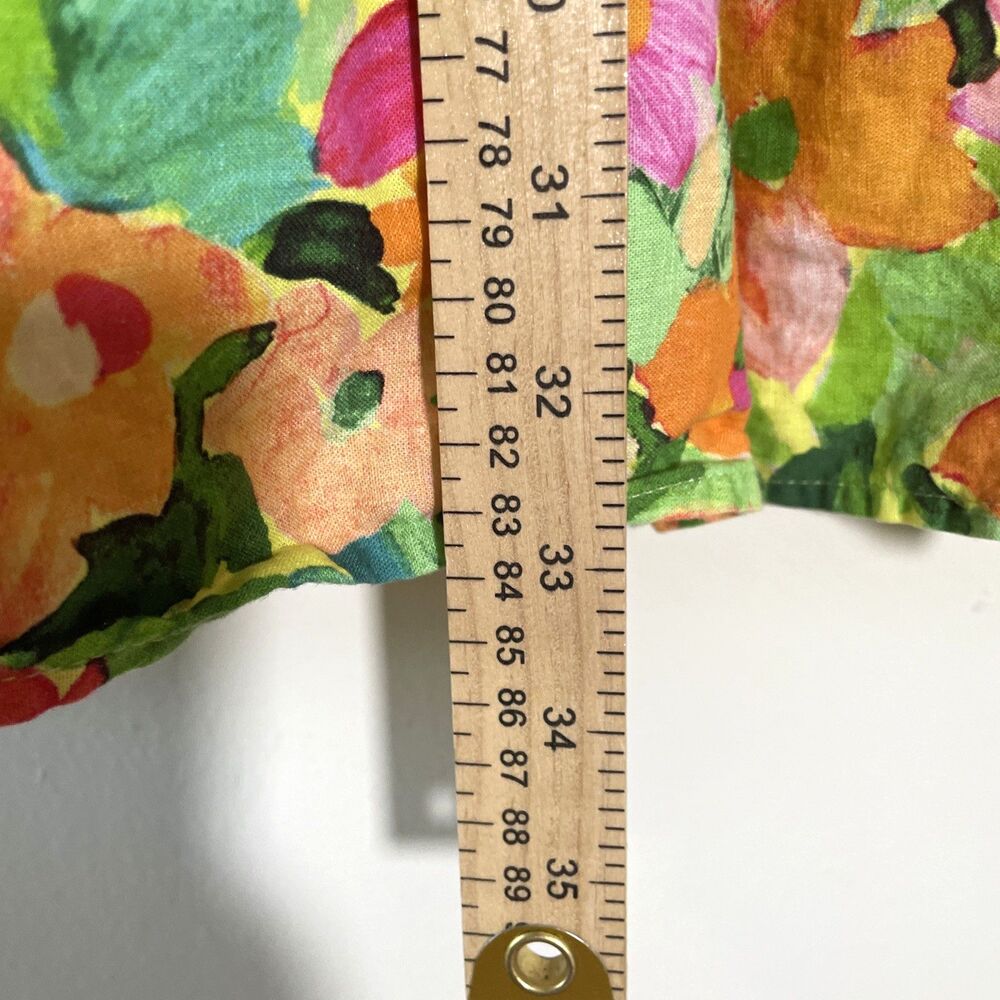 Sanctuary Anthropologie Tropical Print Puff Sleeve Lined Dress Linen Sz Medium - Picture 6 of 9